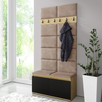 LUKA Kleiderschrank in Stoff Trinity 04, Eiche artisan/schwarz