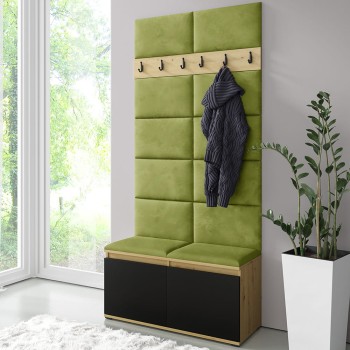 LUKA Kleiderschrank in Stoff Trinity 12, Eiche artisan/schwarz