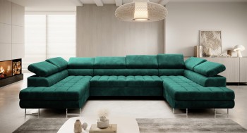 Colin U Schlafsofa Cabrio Velours Flasche grün Monolith 37