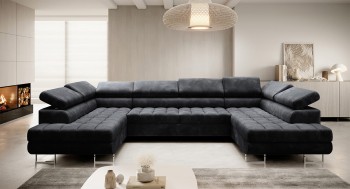 Graphit Colin U Ecksofa gesteppt Sitz Monolith 97