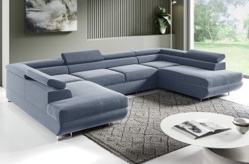 PORTO großes Ecksofa, U-Form, verstellbare Kopfstützen, Monolith 70