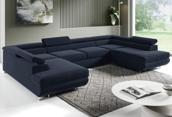 PORTO U großes Ecksofa, Wohnzimmer, verstellbare Kopfstützen, Monolith 77