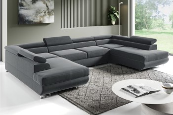 PORTO U Schlafsofa, groß mit Schlaffunktion, Monolith 85