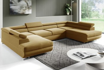 PORTO U Ecksofa, Liegefläche, verstellbare Kopfstützen, Primo 48