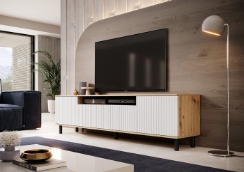 Capri Premium RTV 200 cm Kommode artisan weiß Pfosten schwarz