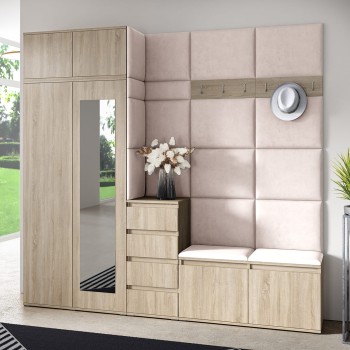 Garderobe Berlin mit Kleiderschrank, Auszug, Schuhschrank und Kommode - sonoma/Trinity 1