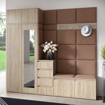 Garderobe Berlin mit Kleiderschrank, Auszug, Schuhschrank und Kommode - sonoma/Trinity 7