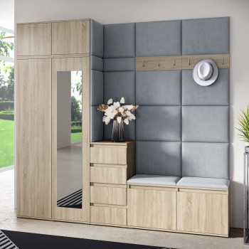 Berlin Garderobe mit Kleiderschrank, Auszug, Schuhschrank und Kommode - sonoma/Trinity 14