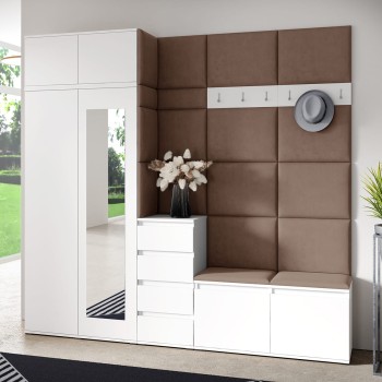 Berlin Garderobe mit Kleiderschrank, Auszug, Schuhschrank und Kommode - weiß/Trinity 7