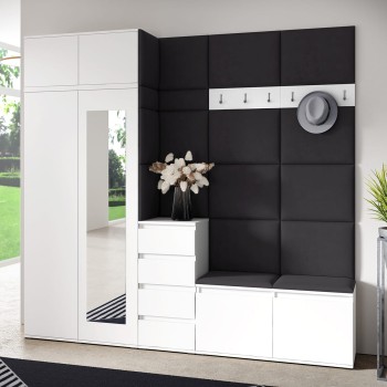 Berlin Garderobe mit Kleiderschrank, Auszug, Schuhschrank und Kommode - weiß/Trinity 16