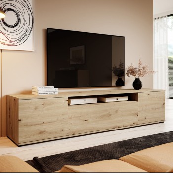 Masimo RTV Schrank 180 cm handwerkliche Loft TV-Tisch auf niedrigen Beinen