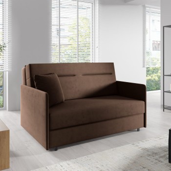 Wohnliches Sofa mit integrierter Schlaflösung Makao II-Naht, Stoff Kronos 06