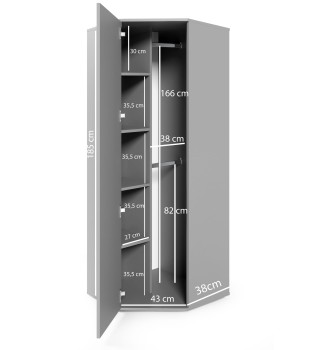 Verspiegelter Eckschrank - graphit