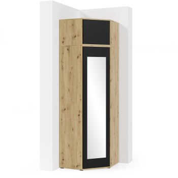 Eckschrank mit Auszug und Spiegel - artisan/schwarz
