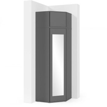 Eckschrank mit Auszug und Spiegel - graphit