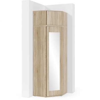 Eckschrank mit Auszug und Spiegel - Eiche sonoma