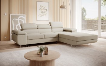Presto Ecksofa verstellbare Kopfstützen glatt L-Form - Vogue 02