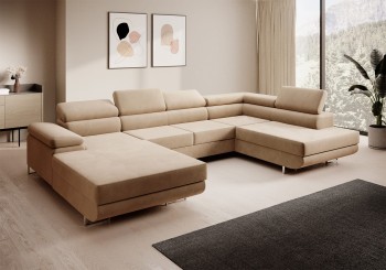 Schlafsofa MARGO U mit Schlaffunktion und verstellbaren Kopfstützen - Kronos 35