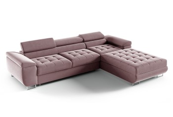 Großes, gestepptes Ecksofa RIVA mit Stauraum für Bettzeug - Kronos 27