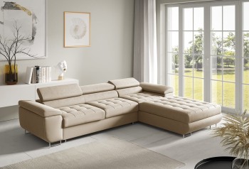 RIVA gestepptes L-förmiges Schlafsofa - Stoff Kronos 35