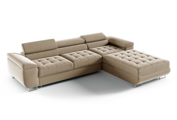 RIVA gestepptes L-förmiges Schlafsofa - Stoff Kronos 35