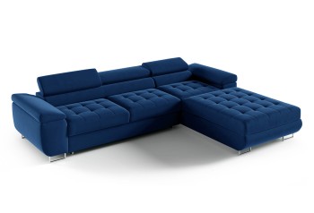 Großes Ecksofa mit Bettzeugablage RIVA gesteppt - Stoff Kronos 09