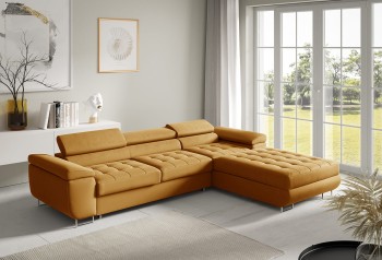 Gestepptes Ecksofa RIVA mit Schlaffunktion - Stoff Kronos 42