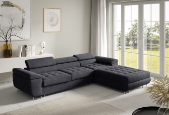 Stepp-Ecksofa RIVA mit Bettkasten - Stoff Monolith 97