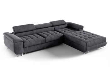 Stepp-Ecksofa RIVA mit Bettkasten - Stoff Monolith 97