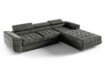 RIVA gestepptes Ecksofa mit Bettkasten - Stoff Monolith 92