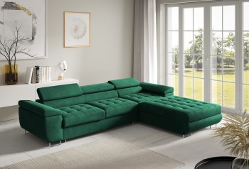 Großes Ecksofa RIVA mit Schlaffunktion - Stoff Monolith 37