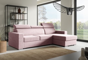 NELA L-förmiges, gestepptes Ecksofa mit beweglichen Kopfstützen - Kronos 27