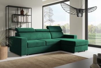 Glattes Ecksofa NELA in L-Form, Stoff Monolith 37
