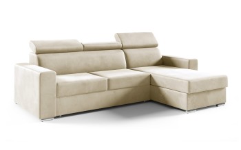 Ecksofa NELA mit beweglichen Kopfstützen und Staukasten - Monolith 02