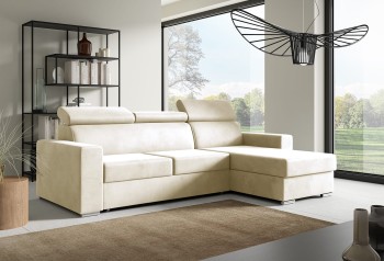 Ecksofa NELA mit beweglichen Kopfstützen und Staukasten - Monolith 02