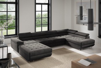 CARGO U gestepptes Ecksofa mit Bettzeugcontainer - Monolith 92