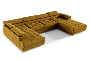 CARGO U gestepptes Ecksofa mit verstellbaren Kopfstützen, Stoff Monolith 48