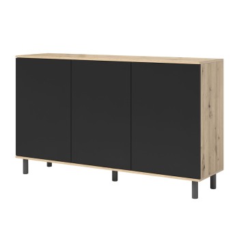 3D Masimo 150 cm Kommode artisan/schwarz - Metallbeine runde Pfosten