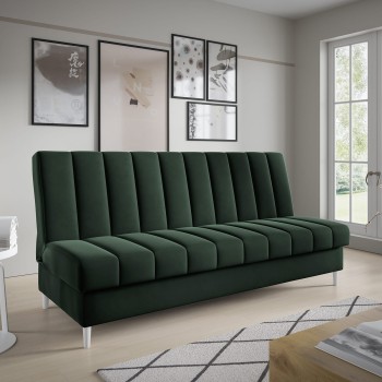 Klappbares Schlafsofa Miko mit Bettzeugablage Kronos 14 bottle green