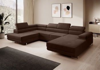 Schlafsofa MARGO U mit Schlaffunktion verstellbare Kopfstützen - Kronos 06