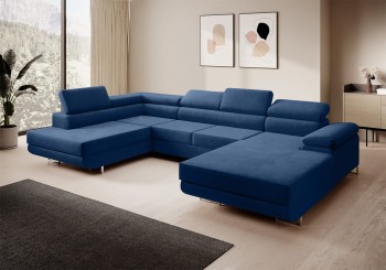 Schlafsofa MARGO U mit Schlaffunktion verstellbare Kopfstützen - Kronos 09