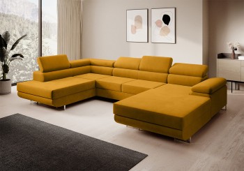 Schlafsofa MARGO U mit Schlaffunktion verstellbare Kopfstützen - Kronos 42