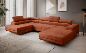 MARGO U Schlafsofa mit Schlaffunktion verstellbare Kopfstützen - Monolith 61