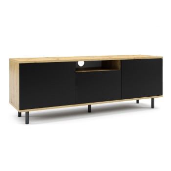 Masimo 150 cm Eiche artisan/schwarz TV-Schrank auf Rundpfosten