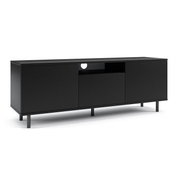 Masimo rtv Tisch 150 cm matt schwarz Metall Beine rund schwarz