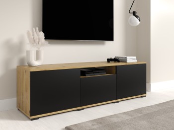 Masimo 150 cm loft TV-Schrank Eiche artisan-schwarz niedrige schwarze Beine