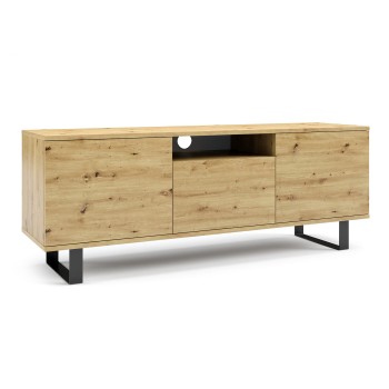 Masimo RTV Schrank 150 cm Loft Eiche handwerkliche Beine schwarzer Rahmen