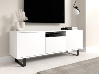 Masimo RTV 150 cm Loftschrank weiß matt Beine schwarz Rahmen