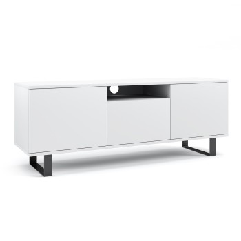 Masimo RTV 150 cm Loftschrank weiß matt Beine schwarz Rahmen