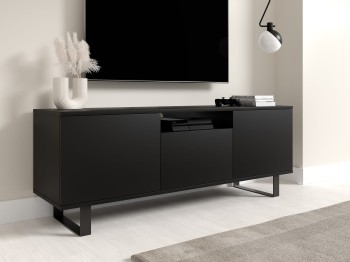 Masimo RTV Schrank 150 cm Loft schwarz matt Beine schwarze Rahmen